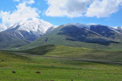 Scenic view of mountains against sky