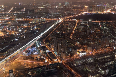 Night elevated view to the north-west part of moscow