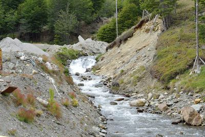 Stream flowing through rocks in forest