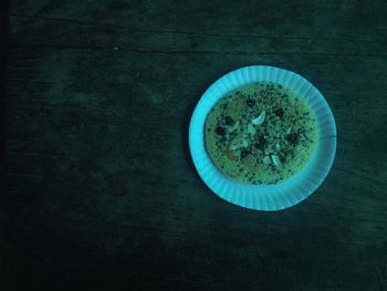 High angle view of breakfast on table