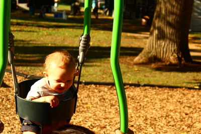 Girl playing in park