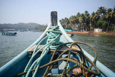 Amazing view from over long tail motor boat in arabian sea in goa, india,ocean view from wooden boat