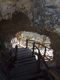 View of staircase in cave