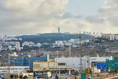 View of haifa residential areas and the university on the mountain.