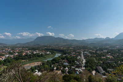 High angle view of townscape against sky