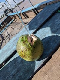 High angle view of fruits on table