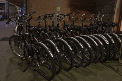 Bicycles parked in row