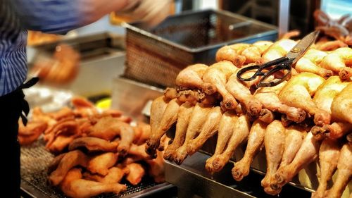 Fried chicken on a tray in kitchen