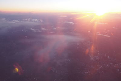 Aerial view of sun during sunset