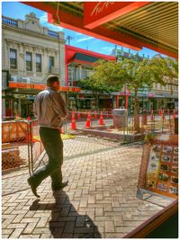 Woman standing in city