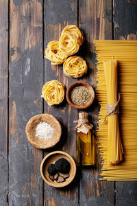 High angle view of food on table