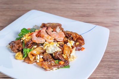 High angle view of meal served in plate