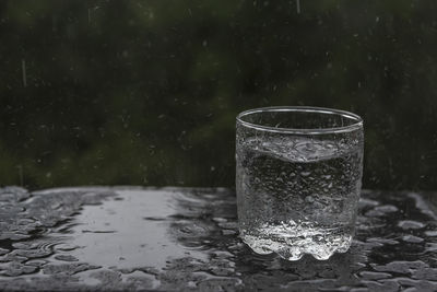 Glass of water on table