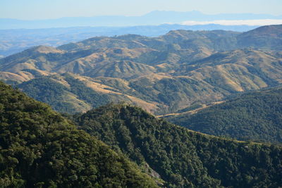 High angle view of mountains against sky