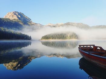 Scenic view of lake against clear sky