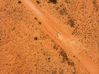 High angle view of car at desert