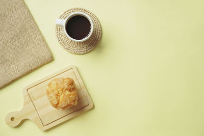 High angle view of cake on table