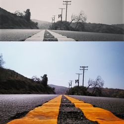 Empty road along trees