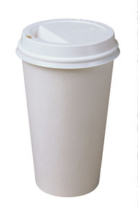 Close-up of empty coffee against white background