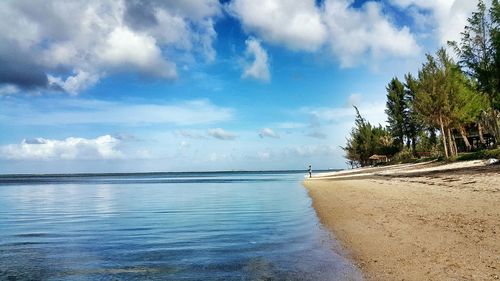 Scenic view of sea against cloudy sky