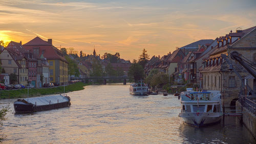 View of canal with buildings in background