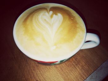 Close-up of cappuccino on table