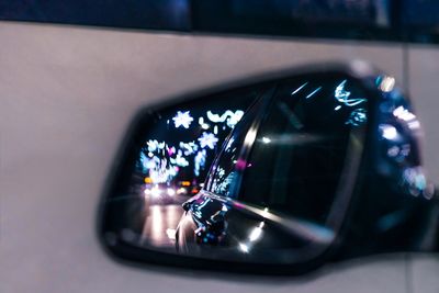 Close-up of illuminated lighting equipment in car