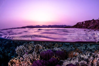 Scenic view of sea against sky during sunset