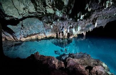 Panoramic view of sea and cave