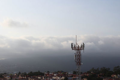 View of cityscape against cloudy sky