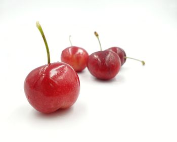 Close-up of strawberry against white background