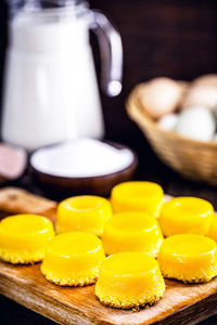 Close-up of breakfast on table