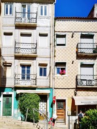 Low angle view of buildings in town