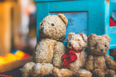 Close-up of teddy bears