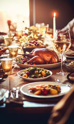 Close-up of food in plate on table