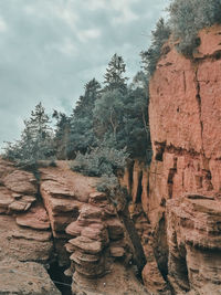 Stack of rocks against sky