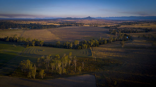 Scenic view of landscape against sky during sunset