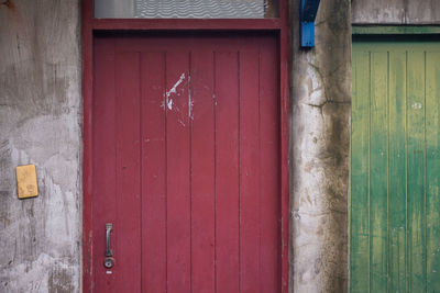 Close-up of red door