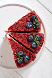 High angle view of cake on table