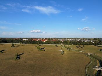 High angle view of townscape against sky