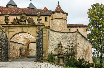 Exterior of historic building against sky