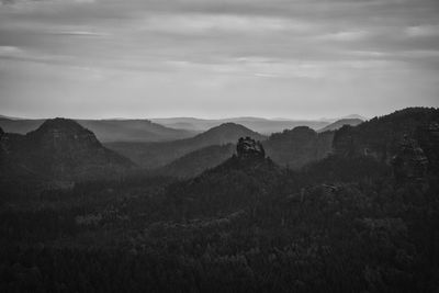 Scenic view of mountains against sky.  saxon switzerland.