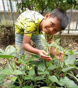 Portrait of girl and plants