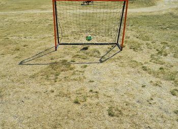 View of soccer ball on field