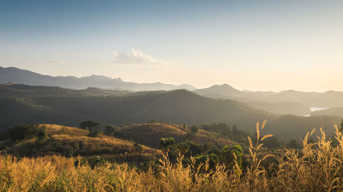 Scenic view of mountains against sky