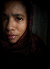 Close-up portrait of beautiful young woman