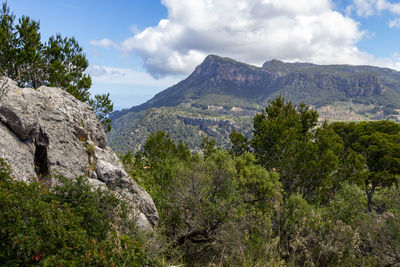 Scenic view at landscape around george sand from view point puig de la moneda, mallorca