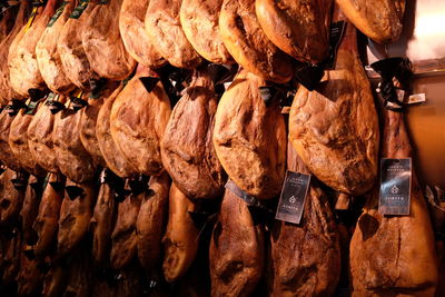 Close-up of meat for sale at market stall