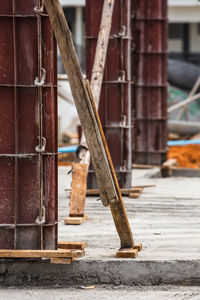 Low angle view of ladder against building