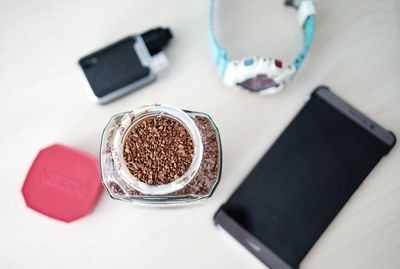 High angle view of laptop on table